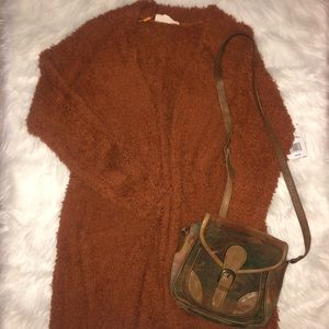 Fuzzy Burnt Orange Cardigan